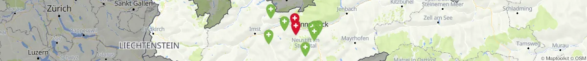 Kartenansicht für Apotheken-Notdienste in der Nähe von Pettnau (Innsbruck  (Land), Tirol)